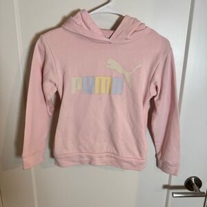 Kids Puma Pink Pastel Logo Hoodie Sweatshirt Size S 7/8